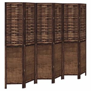 vidaXL Room Divider Privacy Screen 6 Panels Dark Brown Paulownia