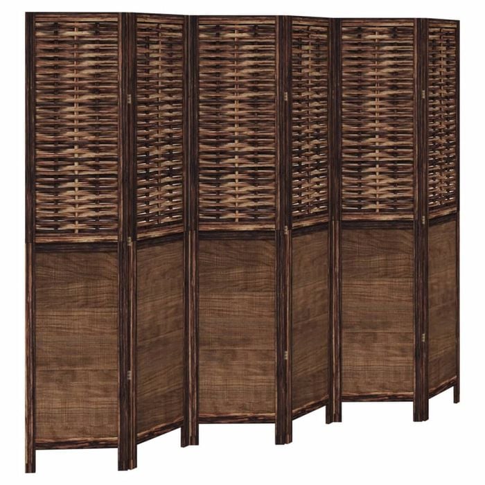 vidaXL Room Divider Privacy Screen 6 Panels Dark Brown Paulownia