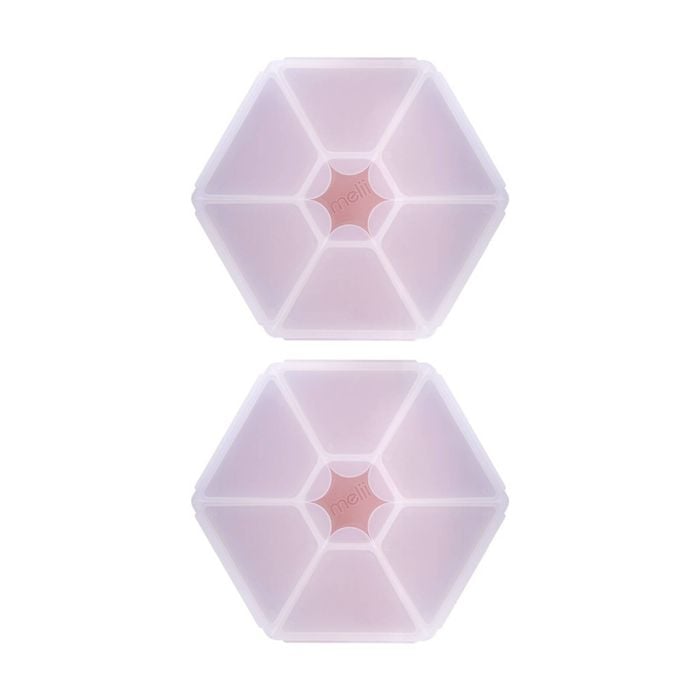 2pk Melii Kids 6 Compartment Hexagon Snackle Lunch Box Container Pink 798ml