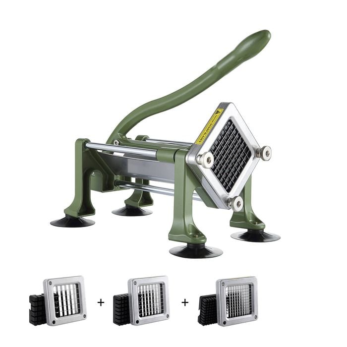 Vevor French Fry Cutter Green With 1.27cm And 0.95cm Stainless Steel With Suction Cups For Potato
