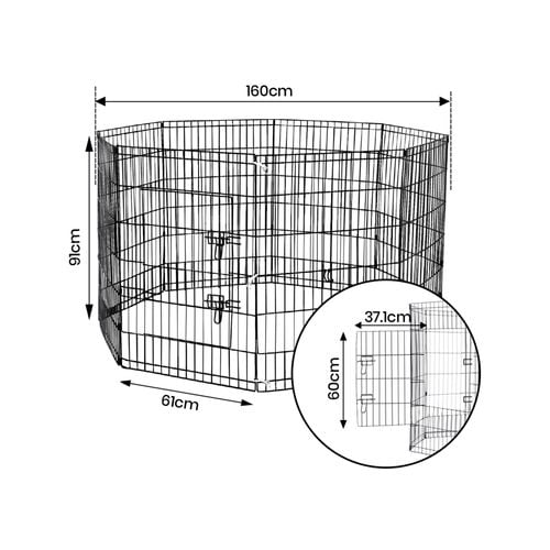 Taily 36 Dog Playpen 8 Panel Foldable Pet Fence Exercise Play Pen Cat Rabbit Puppy Cage Enclosure