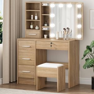 Alfordson Dressing Table Stool Sliding Oak