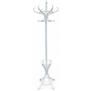 CARLA HOME White Coat Rack with Stand Wooden Hat and 12 Hooks Hanger Walnut tree