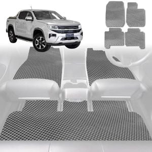 6D Diamond Car Floor Mats for VolksWagen Amarok Dual Cab 2H Facelift2022-Current-Full Set-Grey-Outback GT