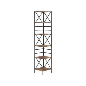 IHOMDEC Industrial 6-Tier Square Corner Bookshelf, 186.5cmH Rustic Dark Brown