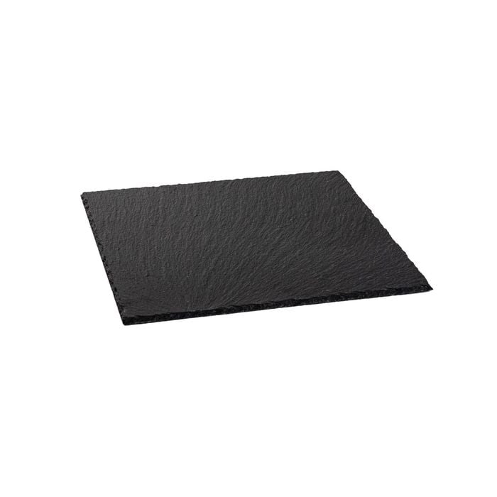 Argon Tableware Square Slate Serving Platter - Dinner Table Serveware - Padded Feet - 33cm - Grey