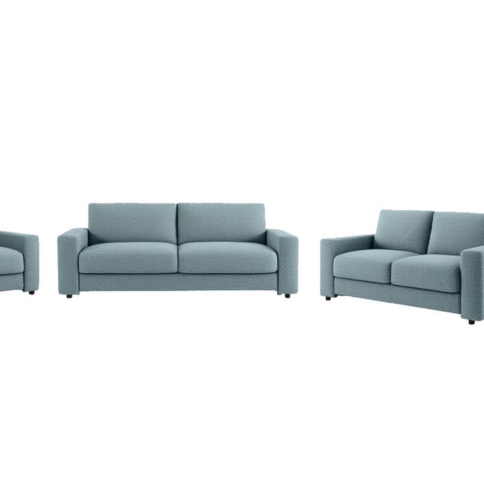 Chenille 3-Piece Sofa Set - Grey Blue