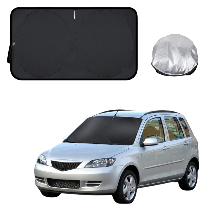 Front Windscreen Sun Shade for Mazda 2 2002 - 2007 - Standard 150 x 85 cm - Black