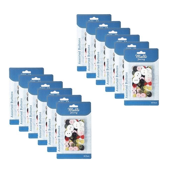 12x 65pc Malli Sewing Assorted Sewing/crafting Button Kit Set Multi-size Pack