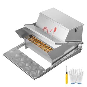 VEVOR Automatic Chicken Feeder Silver Rainproof Treadle Poultry with Lockable Lid