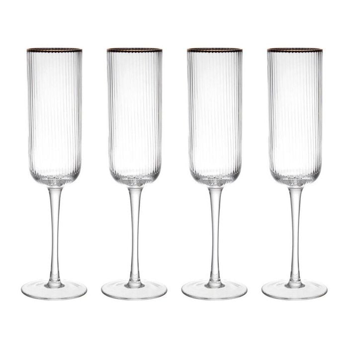 4pc Mikasa Sorrento Crystal Flute Glass Set 200ml