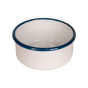 Urban Style Enamelware 12cm/300ml Round Bowl w/ Blue Rim - White