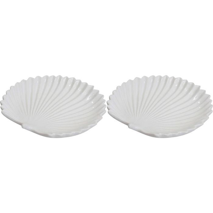 2x LVD Palm Ceramic Plate Trinket Dish/Jewellery Holder Decor Small 15cm White