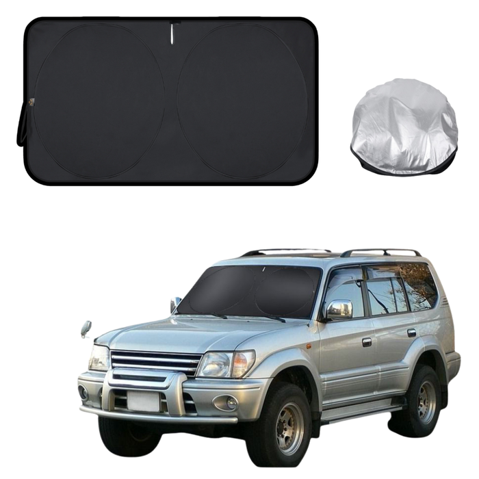 Front Windscreen Sun Shade for Toyota Prado 1996 - 2003 90 Series - XL 160 x 100 cm - Black