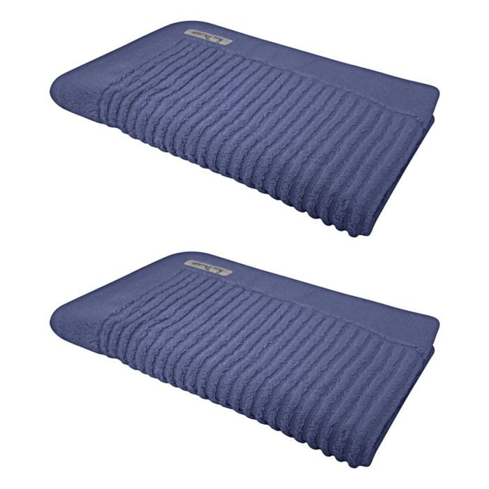 2x Bas Phillips Hayman Zero Twist Bath Mat 600gsm Cotton 78x48cm Indigo