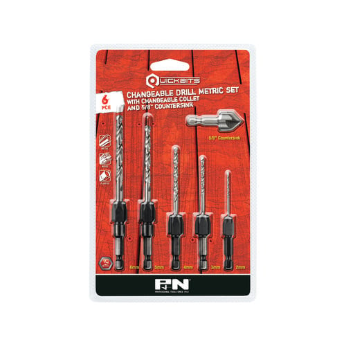 P N 6 Piece Quickbit Metric Drill Bit Set Bunnings Australia