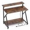 Costway Mobile Computer Desk Office Study Desk Gaming Writing Table Brown