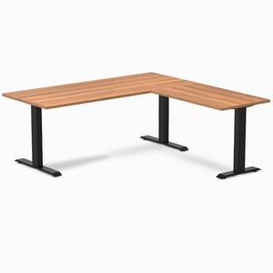 Desky Fixed Height Prime Oak Melamine L-Shape Office Desk 1800x1750mm Matte Black Frame