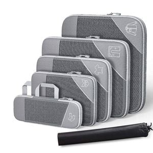 Catzon 6 Pcs Expandable Compression Packing Cubes-Grey