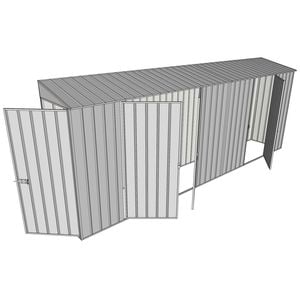 Build-a-Shed 0.8 x 5.2 x 2m Hinged Door Tunnel Shed With Double And Single Hinged Side Doors - Zinc