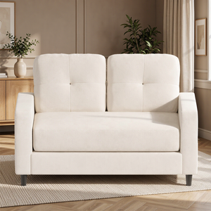 Ufurniture 2-Seater Sofa 132cm Loveseat Sofa Small Couch for Living Room Small Spaces Apartments Beige