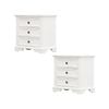 Celosia Bedside Table Set of 2pcs - 3 Drawers Storage Cabinet Nightstand - White