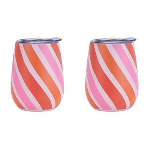 2PK Annabel Trends 295ml Stainless Steel Wine Tumbler - Candy Cane