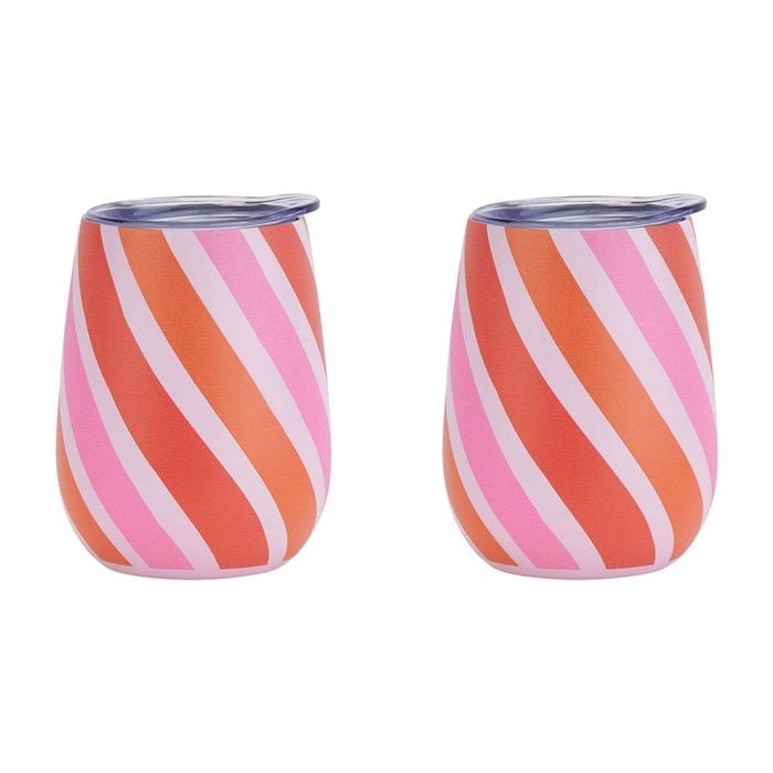 2PK Annabel Trends 295ml Stainless Steel Wine Tumbler - Candy Cane