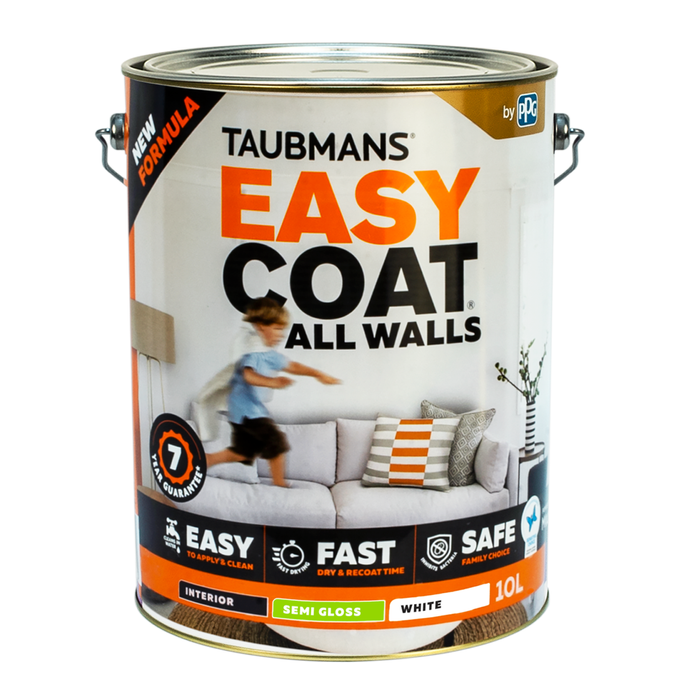 Taubmans 10L White Semi Gloss Easycoat All Walls Paint