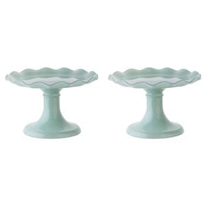 2PK Ecology Soda Lime Glass Ruffle Fluted Edged Cake Stand 20 x 12.5cm Midday