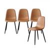 Levede Dining Chairs Set of 4 PU Leather Retro Kitchen Chairs Brown Dining