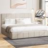 Oikiture Bed Frame Gas Lift Beige Fabric- King