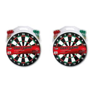 2PK Formula Sports 15'' Dartboard Family Dart Game Set w/ 6-Steel Tip Darts