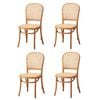 Oikiture 4PCS Dining Chairs Wooden Chairs Rattan Accent Chair Natural