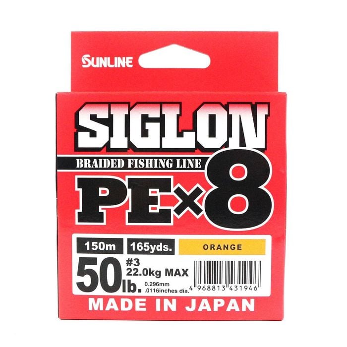 Sunline Siglon PE x8 Orange Colour 150m Braid Fishing Line 50lb
