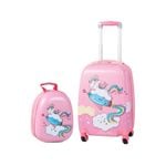 Costway 2pcs 13"+18" Kids Luggage Set Travel Trolley Suitcase Unicorn Pattern