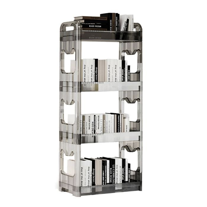 SOGA 38x24cm Clear 4-Tier Bookshelf Storage Organizer