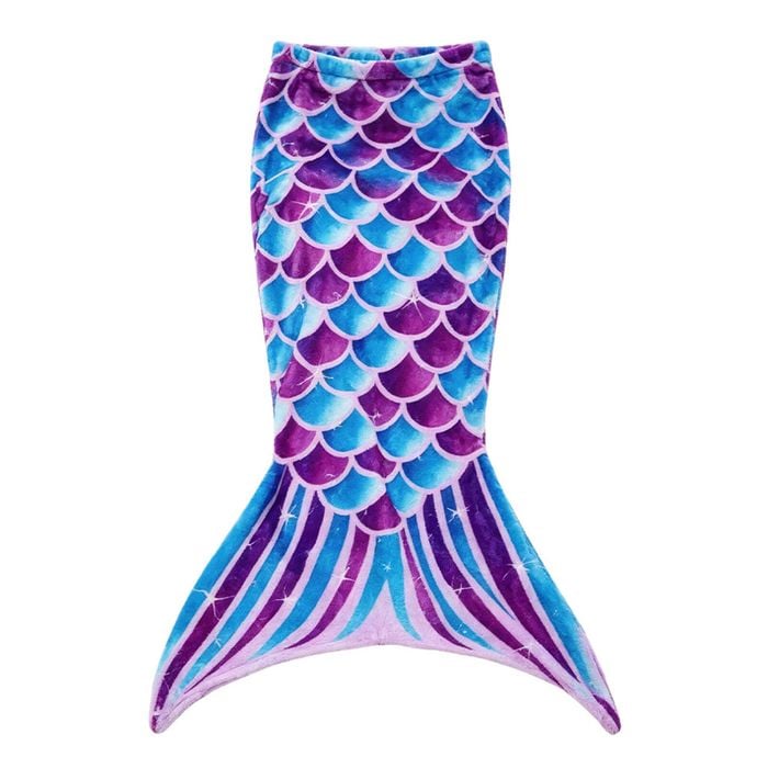 Catzon 142x60cm Mermaid Blanket Soft Flannel All-season Sleeping Bag-bluepurple