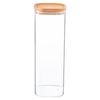 Argon Tableware Glass Storage Jar With Airtight Wooden Lid - 2.2l - Square Cube Kitchen Storage Container Preserving Jars