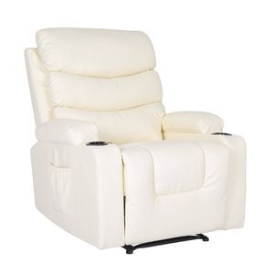 La Bella Cream 8-Point Electric Massage Recliner Chair - PU Leather Lounge Sofa Armchair CELINA