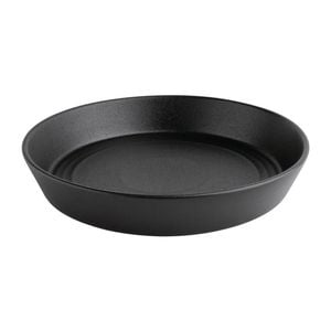 Olympia Cavolo Flat Round Bowls Textured Black 220mm 900ml Porcelain Pack Of 4