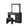 Oikiture Dressing Table Stool Set Black 139cm