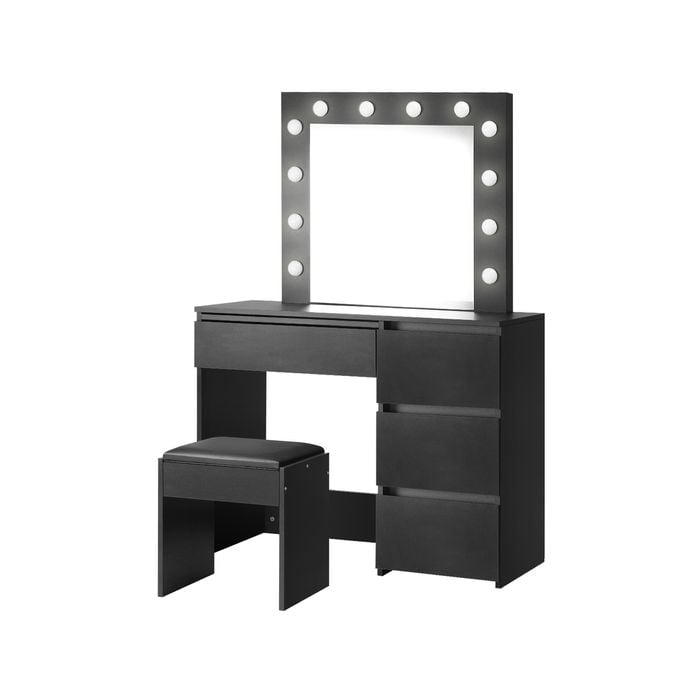 Oikiture Dressing Table Stool Set Black 139cm
