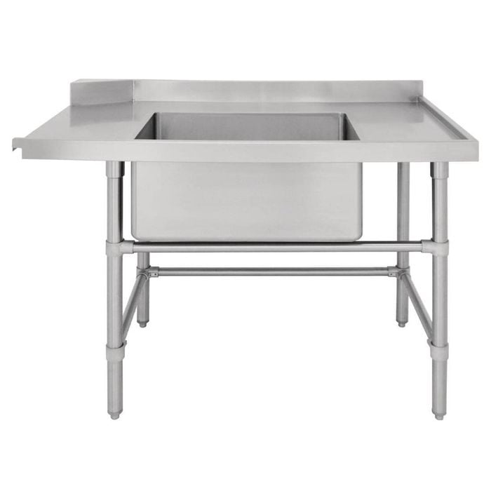 Vogue Dishwasher Inlet Table With Sink 90mm Outlet Right Hand 1800x700x960mm Commercial Kitchen Equipment