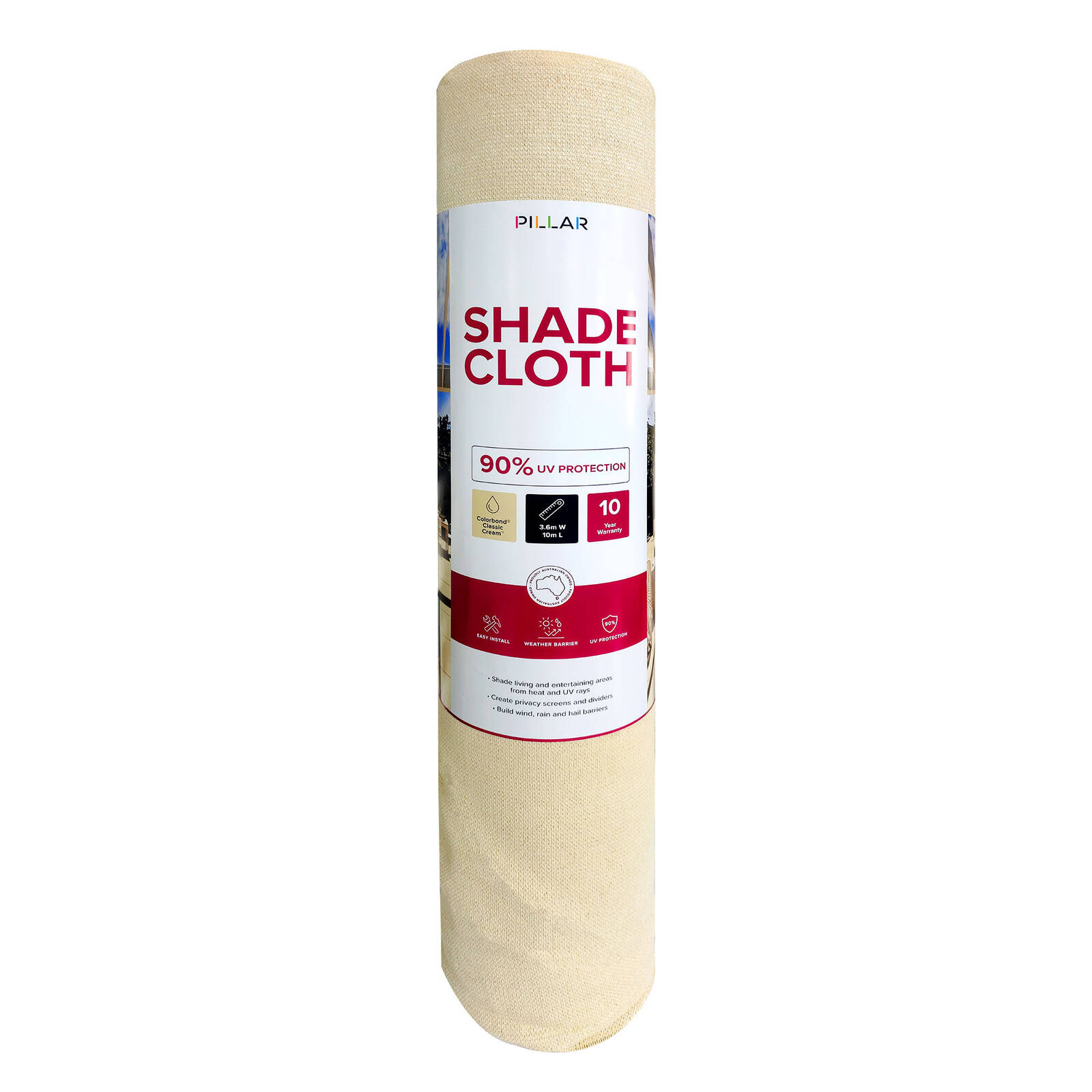 Pillar 3.66 x 10m Cream 90% Shade Cloth