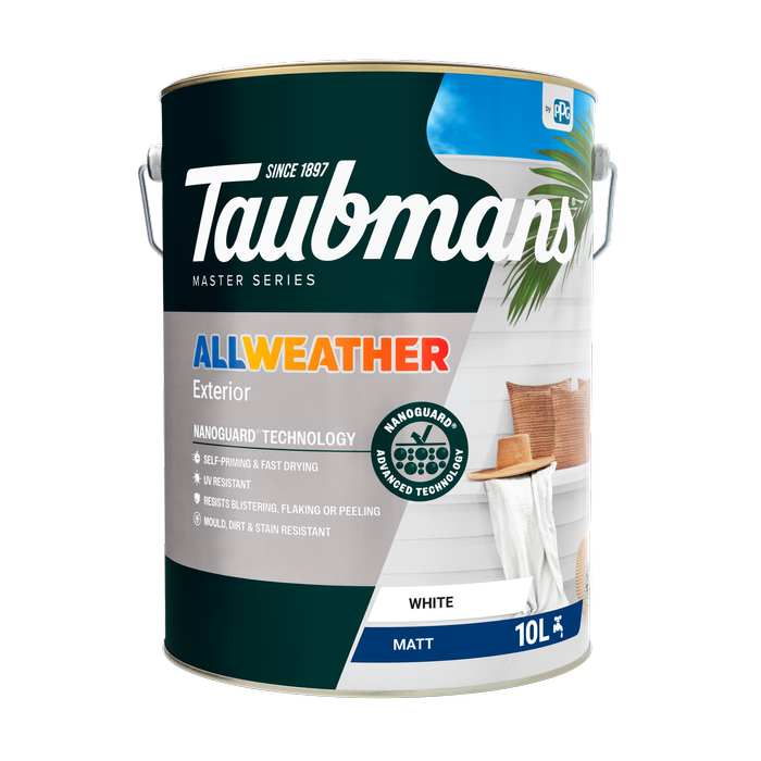 Taubmans 10L White Matt All Weather Exterior Paint