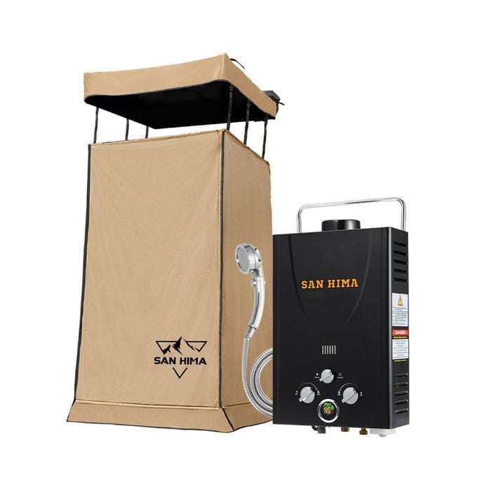 San Hima Camping Shower Tent Awning With 8l Gas Water Heater