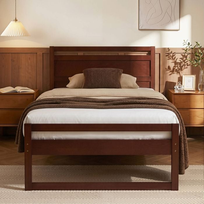 Artiss Bed Frame King Single Size Wooden Walnut Witton