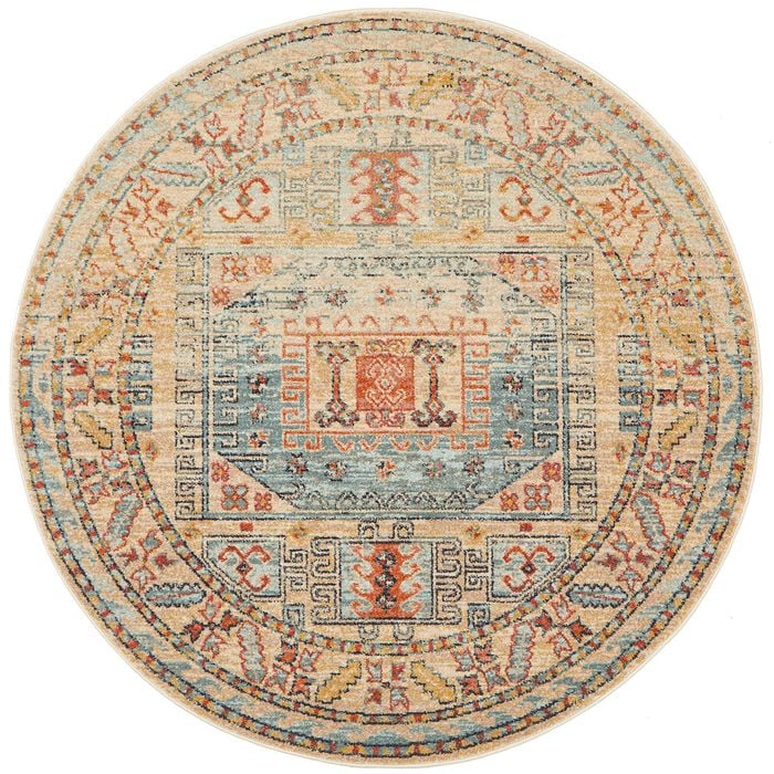 The Rug Connection Heritage 859 Beige 240x240cm - Large Round Transitional Pet Friendly Indoor Rug