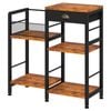 Ufurniture Vinyl Storage Record Player Stand With Display Storage Holder And Drawer Record Table Stand Brown+ Black